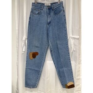 Vintage 90s Y2K Zana Di Patchwork Blue Denim Flared Mom Jeans Size 12